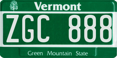 VT license plate ZGC888