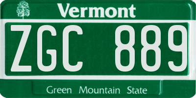 VT license plate ZGC889