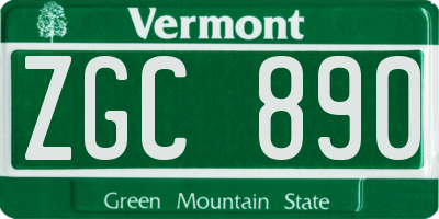 VT license plate ZGC890