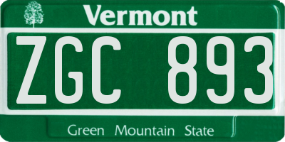 VT license plate ZGC893
