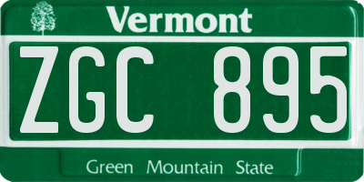 VT license plate ZGC895