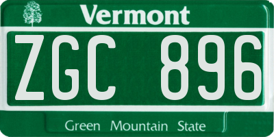 VT license plate ZGC896