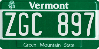 VT license plate ZGC897