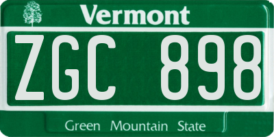 VT license plate ZGC898