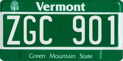 VT license plate ZGC901