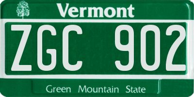 VT license plate ZGC902