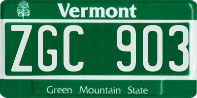 VT license plate ZGC903