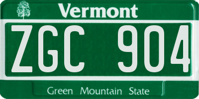 VT license plate ZGC904
