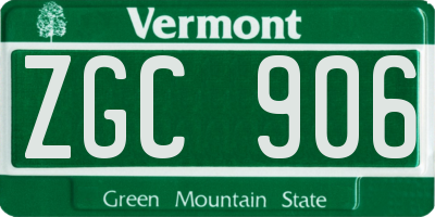 VT license plate ZGC906