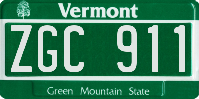 VT license plate ZGC911