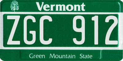 VT license plate ZGC912