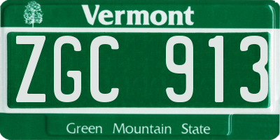 VT license plate ZGC913