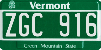 VT license plate ZGC916