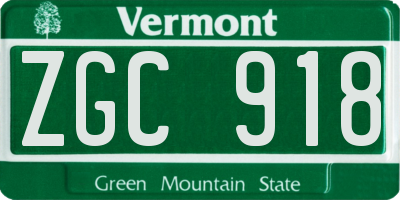 VT license plate ZGC918