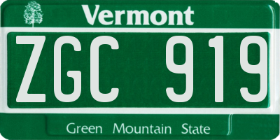 VT license plate ZGC919