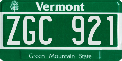 VT license plate ZGC921