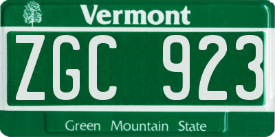 VT license plate ZGC923