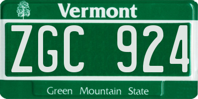 VT license plate ZGC924