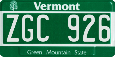 VT license plate ZGC926