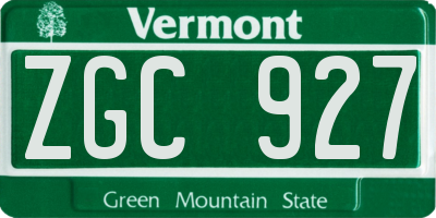 VT license plate ZGC927