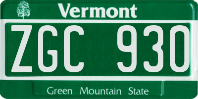 VT license plate ZGC930