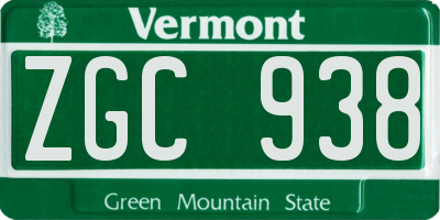 VT license plate ZGC938