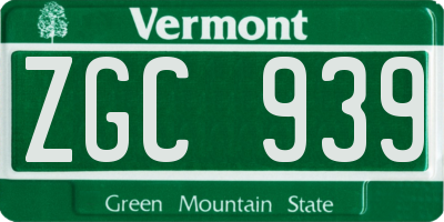 VT license plate ZGC939
