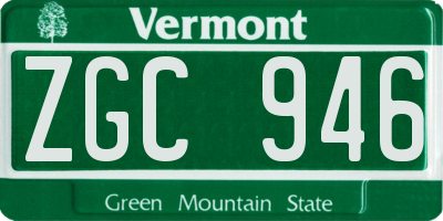 VT license plate ZGC946