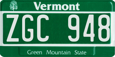 VT license plate ZGC948