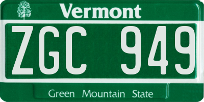 VT license plate ZGC949