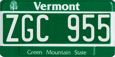 VT license plate ZGC955