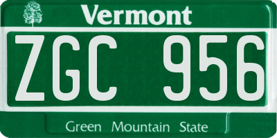 VT license plate ZGC956