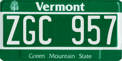 VT license plate ZGC957