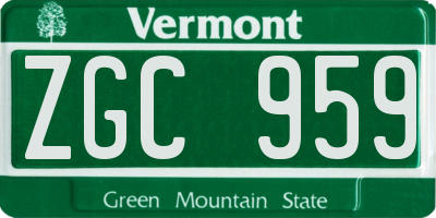 VT license plate ZGC959