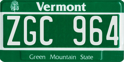 VT license plate ZGC964