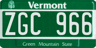 VT license plate ZGC966