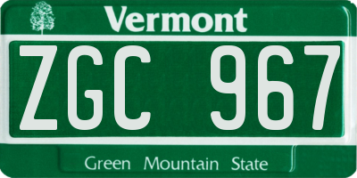 VT license plate ZGC967