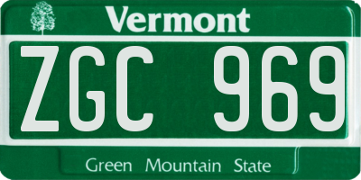 VT license plate ZGC969