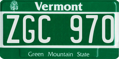 VT license plate ZGC970