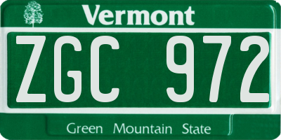 VT license plate ZGC972