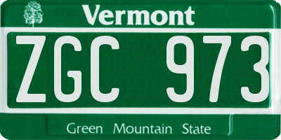 VT license plate ZGC973
