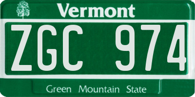 VT license plate ZGC974