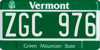 VT license plate ZGC976