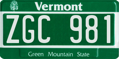 VT license plate ZGC981