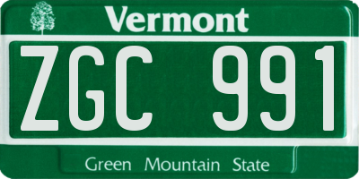 VT license plate ZGC991