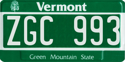 VT license plate ZGC993