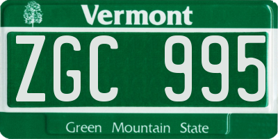 VT license plate ZGC995