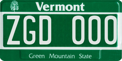 VT license plate ZGD000