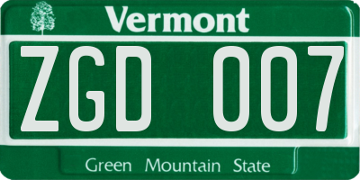 VT license plate ZGD007
