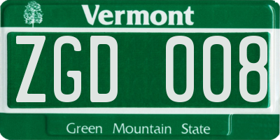 VT license plate ZGD008